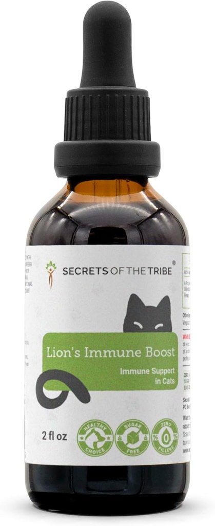 Lion 's immun boost Budding124; Natural Herbal Kosttilskud Budding124; Immunstøtte i katte Budding124; Alkoholfri ekstrakt, Ældre blomster, Calendula, Mælkebøtte Root, Lemon Balm, Fennel 2 oz