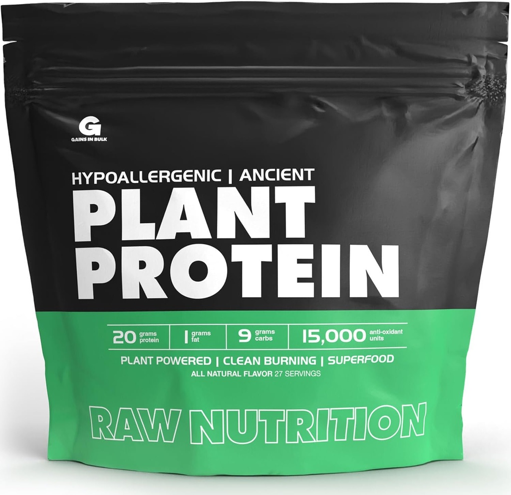 Gains in Bulk, GIB Raw, Plant Powered Protein, Vegan Protein, 2,6 lbs