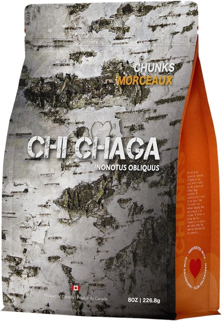 Premium Organic Chaga Mushroom Chunks - 8 oz af autentiske 100% Wild Høstede Canadian Chaga Tea - Superfood