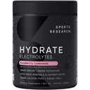 Sportsforskning ® Hydrate Electrolytes Powder - Sugar- Free & naturligt tilsat vitaminer, mineraler og kokos vand - Understøtter hydrering - Raspberry Lemonade - 90 Servering