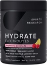 Sportsforskning ® Hydrate Electrolytes Powder - Sugar- Free & naturligt tilsat vitaminer, mineraler og kokos vand - Understøtter hydrering - Raspberry Lemonade - 90 Servering