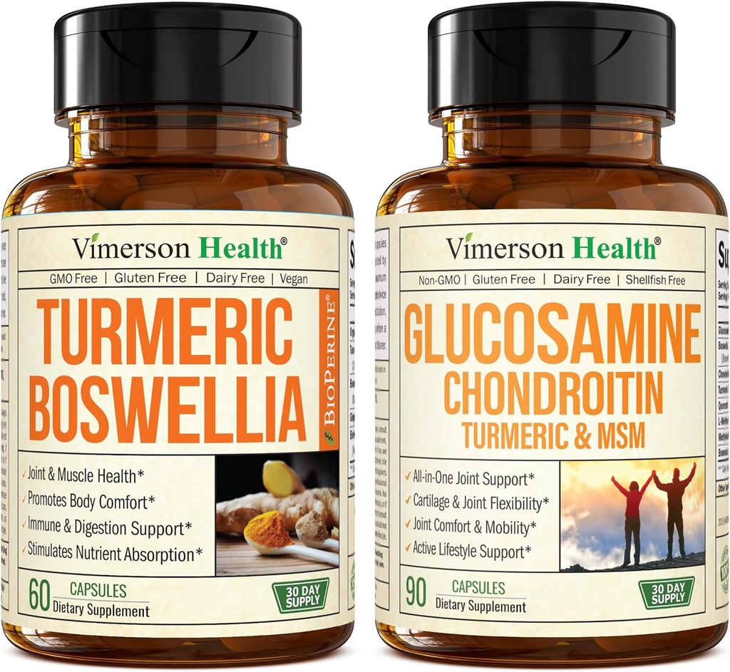 Gurkemeje supplement med Boswellia Serrata Extract & Glucosamin Chondroitin MSM og gurkemeje supplement