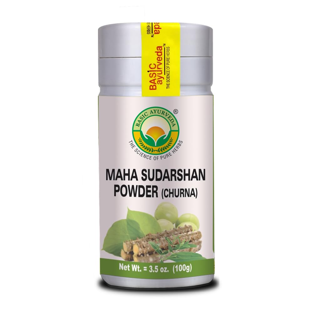 BASIC AYURVEDA Maha Sudarshan Powder Б124; 3.53 Oz (100g) Б124; Organic & Natural Ayurvedic Supplement Б124; Immunsystemet Booster & Sund fordøjelse