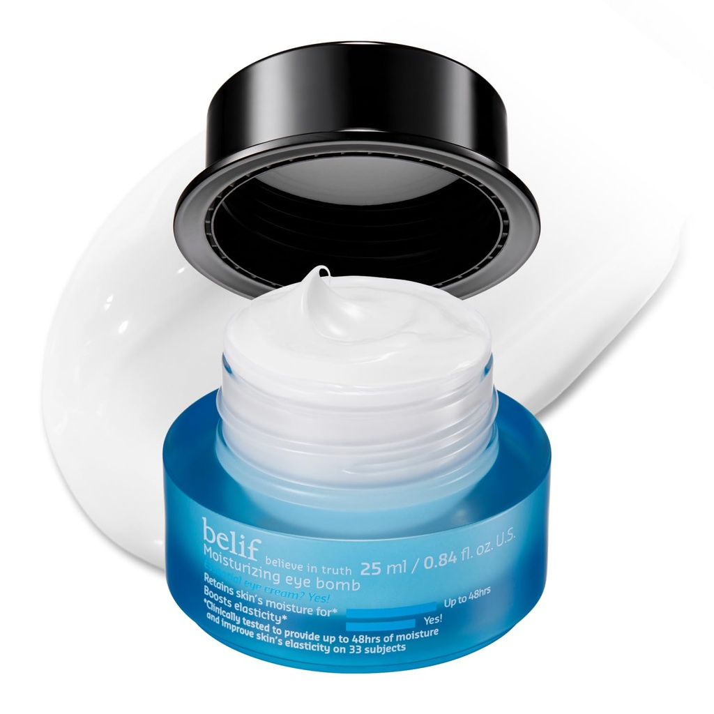 Belif Peptide Eye Bombe, Anti- Aging Eye Cream for Wrinkles, Fine Lines, Crow 's Feet & Eye Tasker, 48hr Hydration med Ceramid, Squalane, Koffein, Dermatologist- Testet Koreansk Skincare, 0,84 fl.oz