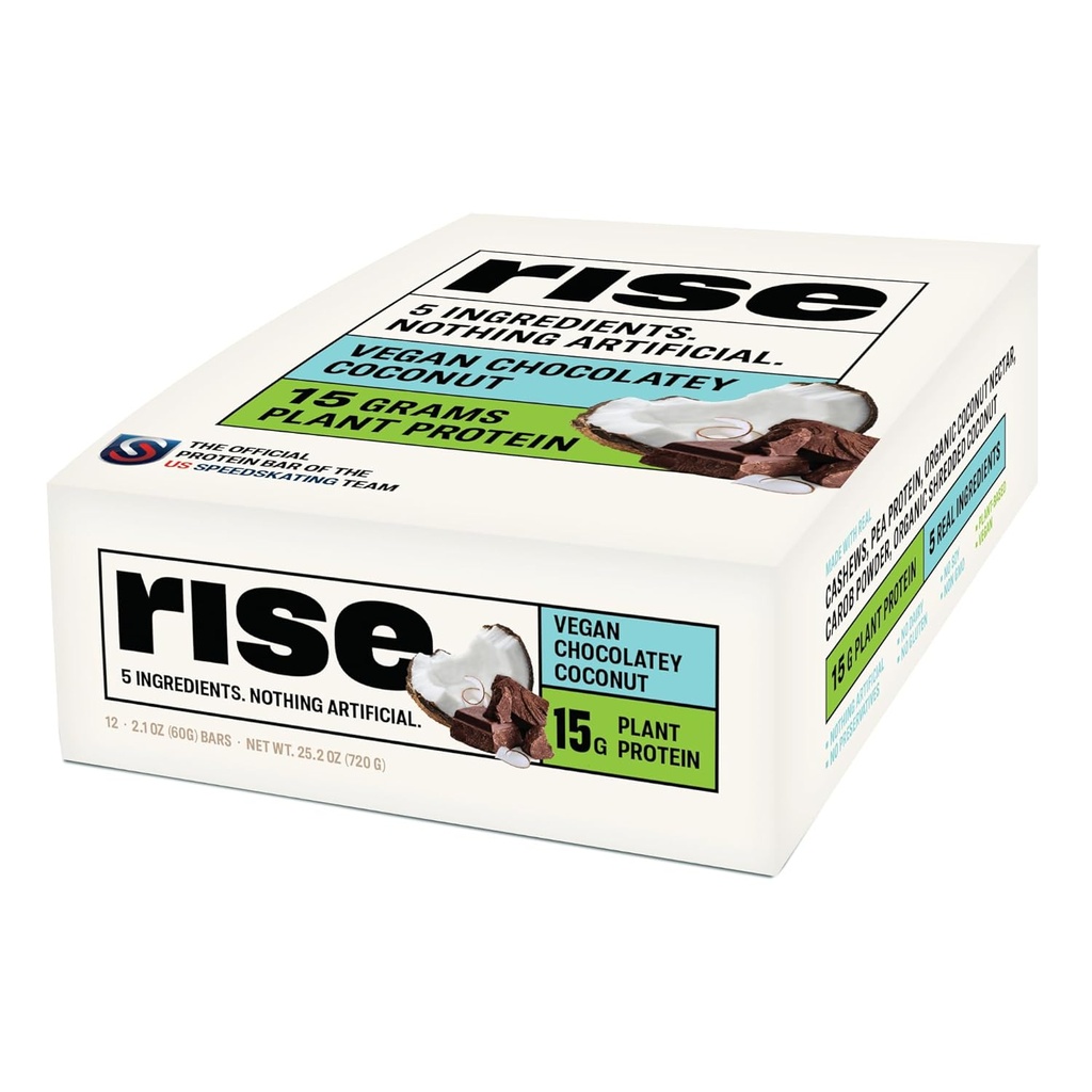 Rise Pea Protein Bar - Chocolately Kokosmel Budd124; Morgenmad Bar & Protein Snack 15g Protein Just 5 Hele fødevareingredienser Non- GMO Gluten- Free Soy Free