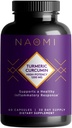 NAOMI Gurkemeje Høj- potens 1,200 mg, 95% Curcuminoider & BioPerine Black Pepper Extract til Boost Absorption op til 2000%, Extra- Strength Joint, Muscle, Brain Support, 60 Caps, 30- Day Supply