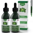 Chlorophyll Liquid Drops - 100% Natural Energy Booster og immunforsvar - Intern Deodorant og Detox - Højde Sygdom Relief - Fast Absorption, Vegan & Non- GMO - 120 Servere (Pack of 2)