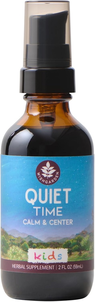 WishGarden urter Stille tid til børn - Natural Herbal Calming supplement med passionflower, Stress Relief for børn beroligende og calms Over- Stimulerede børn, Kids Calming supplement, 2oz
