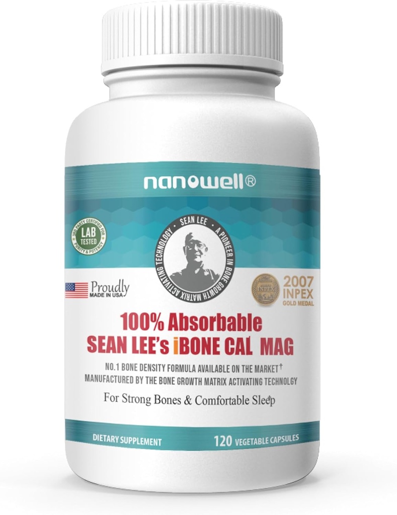 NANOWELL Sean Lees iBone Cal Mag - Knoglehygiejne, Calcium & Magnesium supplement - 120 vegetabilske kapsler, 30 dages forsyning