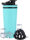 Ice Shaker Isoleret rustfrit stål Shaker Bottle 124; 26oz, Mint Medic124; Koldt for 30 + Timer Medic124; Isoleret Cup med Twist- on Agitator