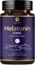 Melatonin 10mg Fast Opløs Kosttilskud, Sovetilskud til voksne - Ekstra styrke 10 mg Melatonin Tablet til afslappende søvn Support, Jordbærsmag, Sugar- Free Non- GMO - 120 dages forsyning