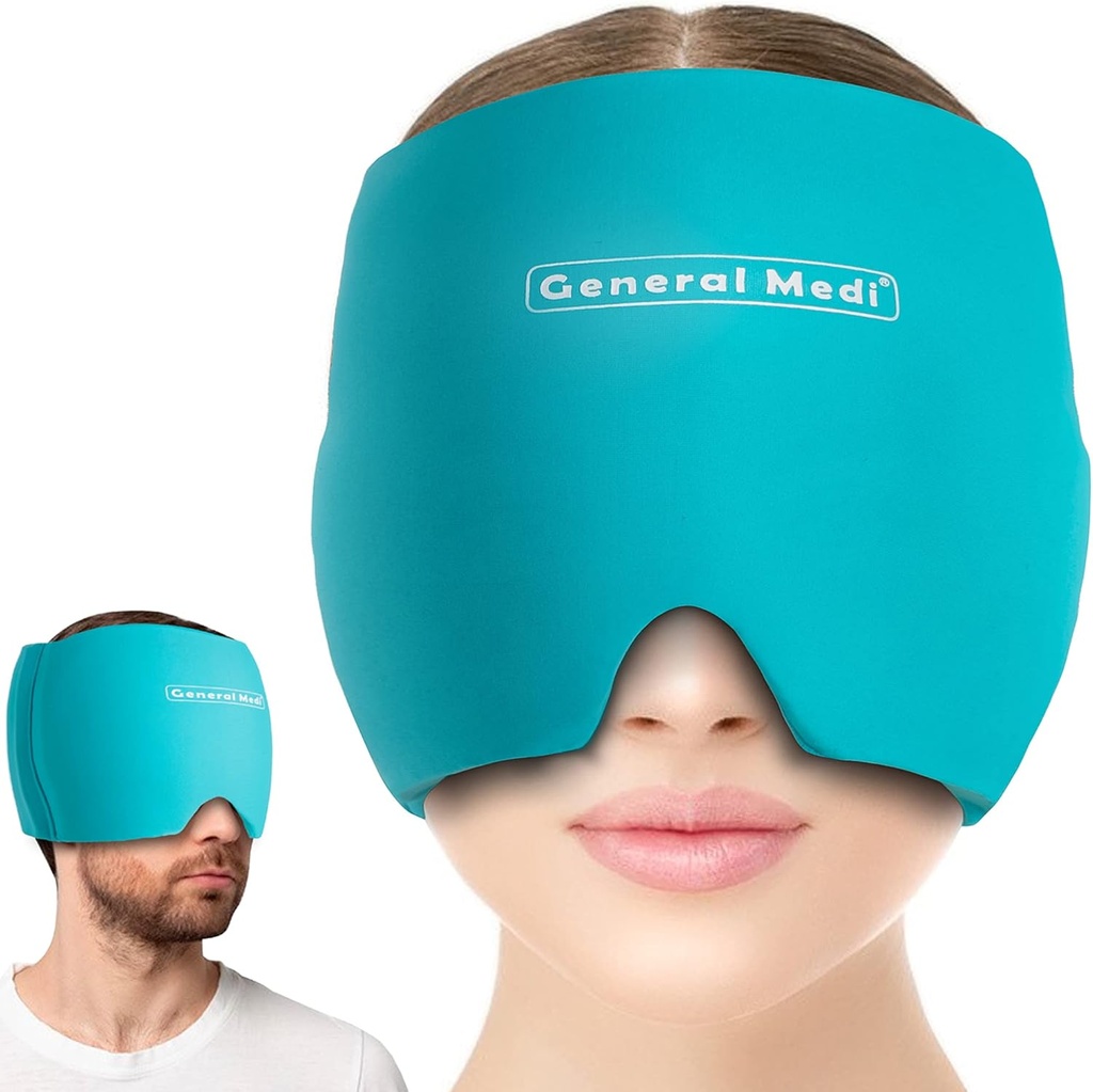 Generelt Medi Hovedpine & Migræne Ice Wrap Cap, Cold Therapy Migræne Relief Hat, Hovedpine Ice Hat Cold Compress, Great for Puffy Eyes, Tension, Sinus & Stress Relief (Blå)