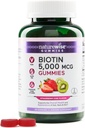 NatureWise Biotin Gummies - Understøtter sundt hår, hud og stærke negle - vitamin B7 5000mcg - Natural Beauty - Strawberry- Kiwi Flavor - Vegan, Non- GMO, Gluten Free - 60 Greve [30 Day Supply]