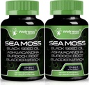 Irish Sea Moss Capsules, 17- in-1, Seamoss Black Seed Oil, 240 Count, Ashwagandha Burdock Root Organic Bladerwrack Kapsler 124; Organic Sea Moss Advanced, Immun and Blood Pressure Support - 2 Pack