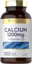 Carlyle Calcium 1200mg med D3- vitamin 124; 300 caplets; 124; non- GMO, gluten fri, og vegetar