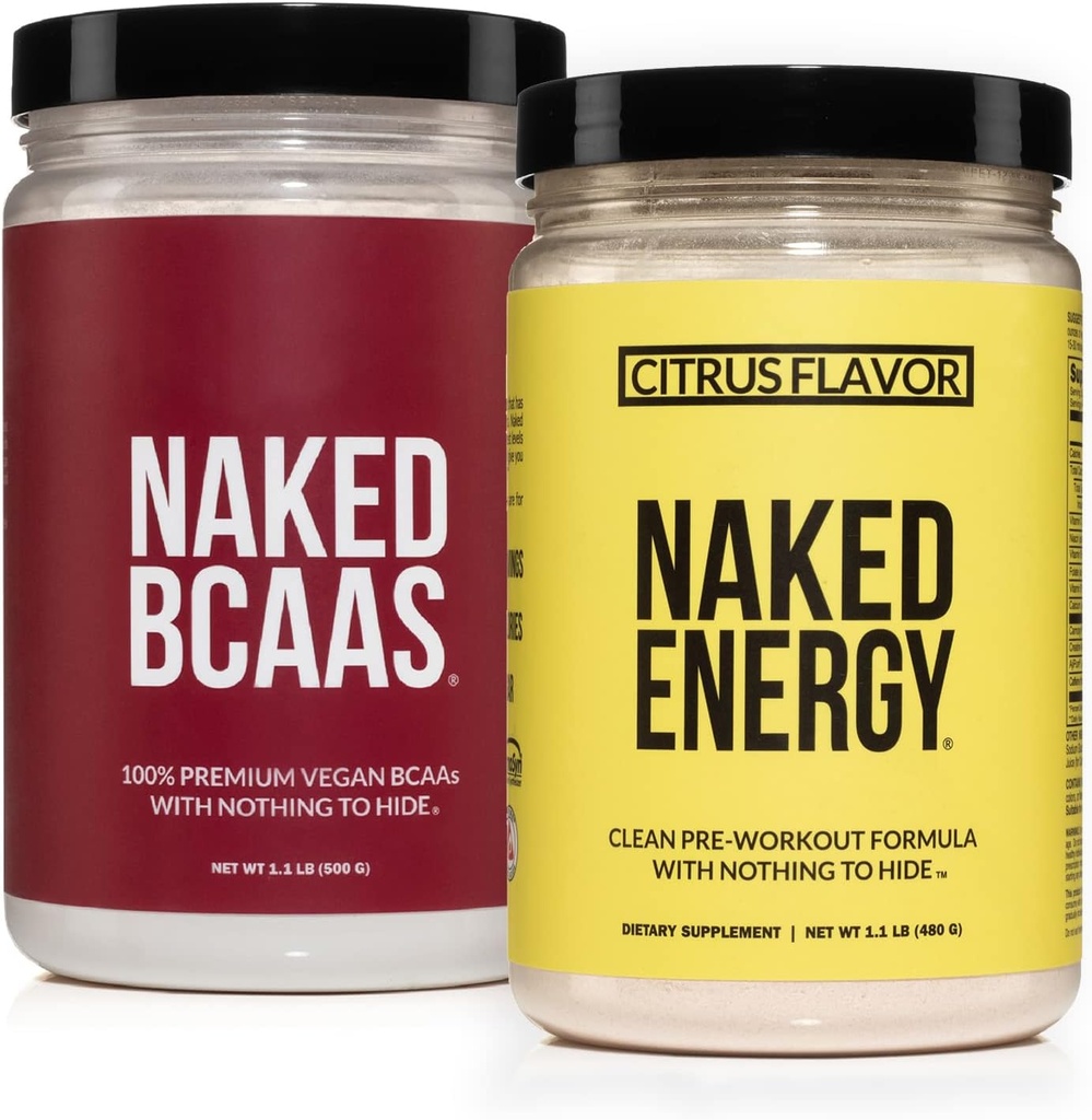 NAKED Vegan Energy and Performance Bundle Citrus Energy BCAAS Amino Acids Powder