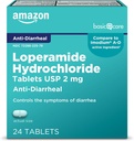   Basic Care Loperamide Hydrochloride Tablets, 2 mg, Anti-Diarrheal, 24 Count (Pack of 1) (Packaging may vary)