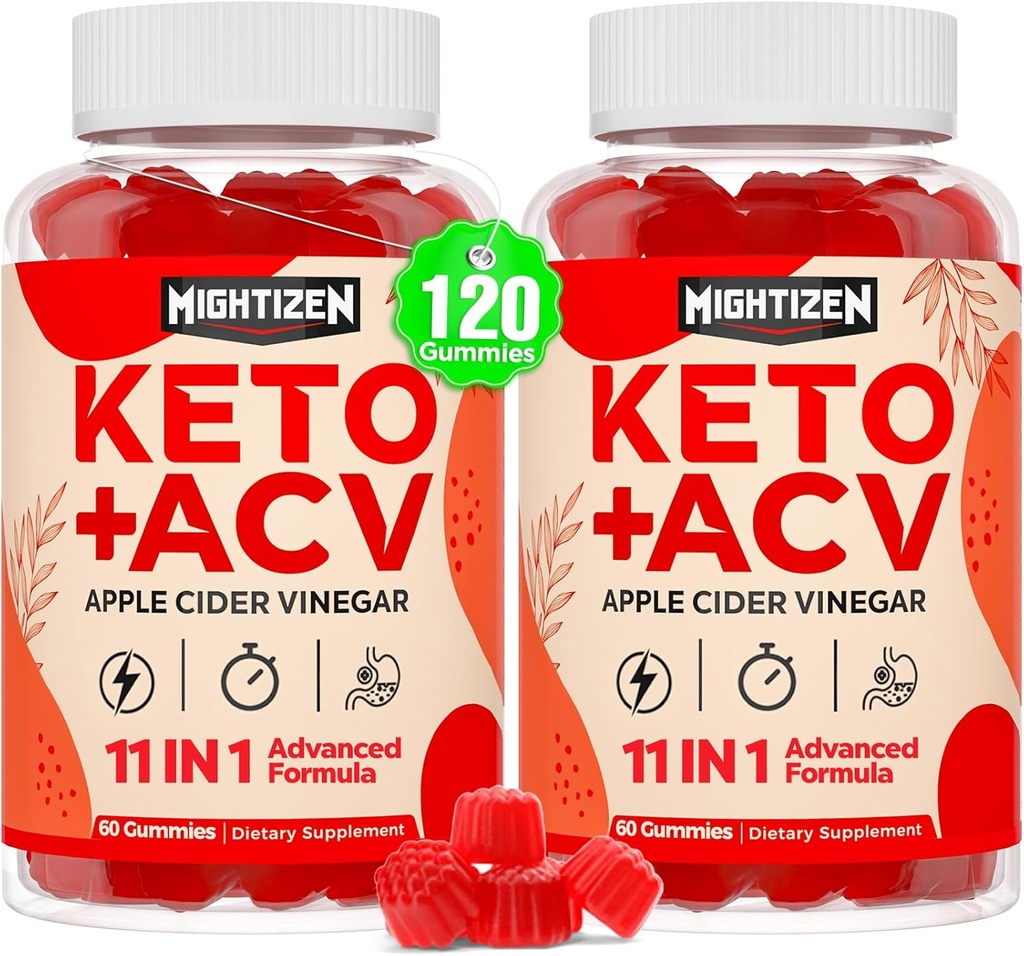 Apple Cider Vincious Gummies, Max Strength Keto Acv Gummies med grøn te, Probiotika, B12, B6, Keto Support, Apple Cider Vincipes med mor til Detox & Cleanse, fordøjelse & Gut, Vegan, 120 Counts