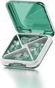 Lille pilleboks Vandtæt rejse pill sag Portable Daily Pill Container Pill Holder for purse 4 Compartments Pocket Compact Medicine Organizer for Fish Oils, Kosttilskud, Medicin (grøn)