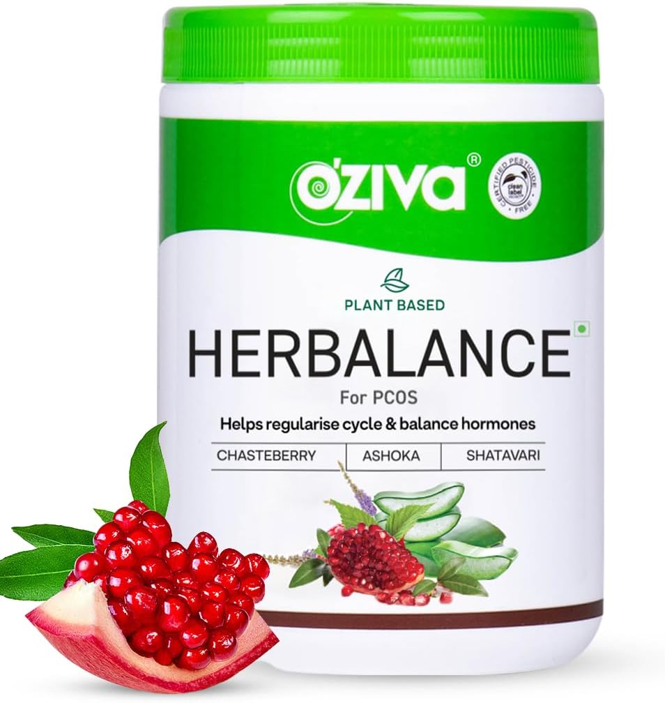 OZIVA Plant Based HerBalance for PCOS Budd124; PCOS supplement for kvinder til Hormonal Balance & bedre menstruationscyklus