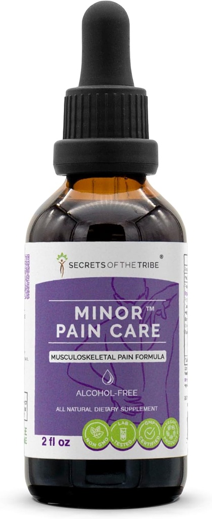 Minor Pain Care Alkohol- Gratis, Glycerite Frankincense, Gurkemeje, Hvid Willow, Beet Root, Green Tea, Feverfeeat. Tinktur, urteekstrakt Muskuloskeletale smerter Formel 2 OZ