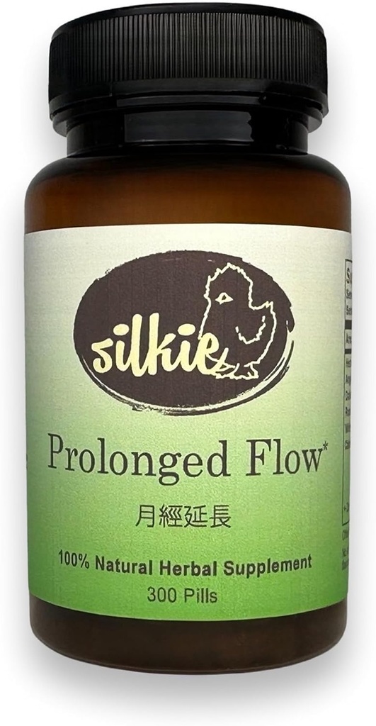Silkie Prolonged Flow Supplement - Hormonal Balance Support, Decreases & Regulates Menstrual Cycle, Hot Flashes & Night Sweats Relief, 300 Count