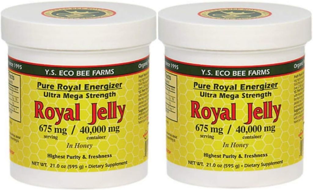 Y.S. Eco Bee Farms, (2 Pack) Royal Jelly, in Honey, 675 mg, 1,3 lbs (595 g)