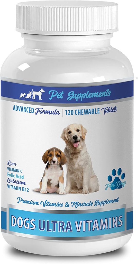 Hundeenergibooster - Ultra Vitaminer til hunde - Tygge - Kraftfuld Formel - Mineral Complex - Calcium til hunde - 90 Treates (1 flaske)