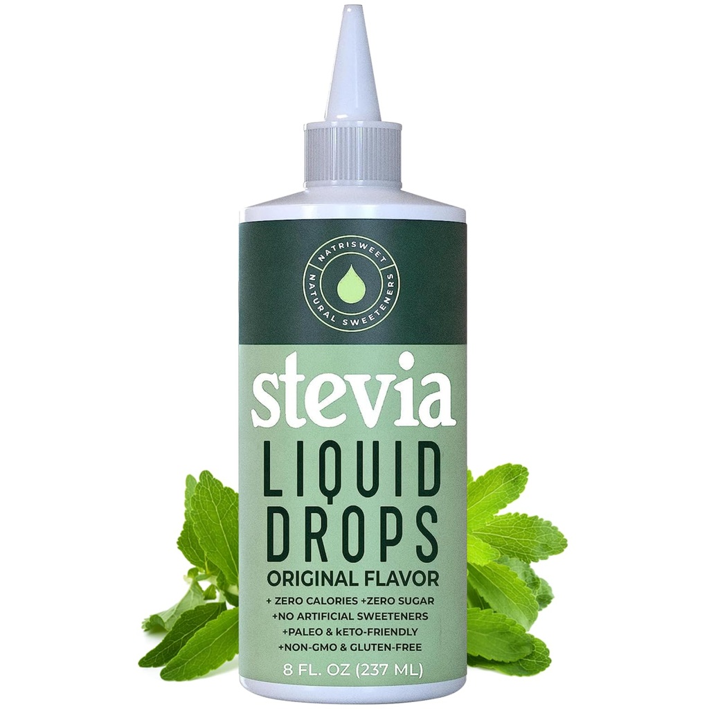 Stevia Liquid Drops, 8 Fl oz, 1823 Servering, Pure Concentrated Drops med Zero Calories & Zero Carbs, Lækker Sukker Substitute Great for Keto & Paleo Diets, af Natriswet