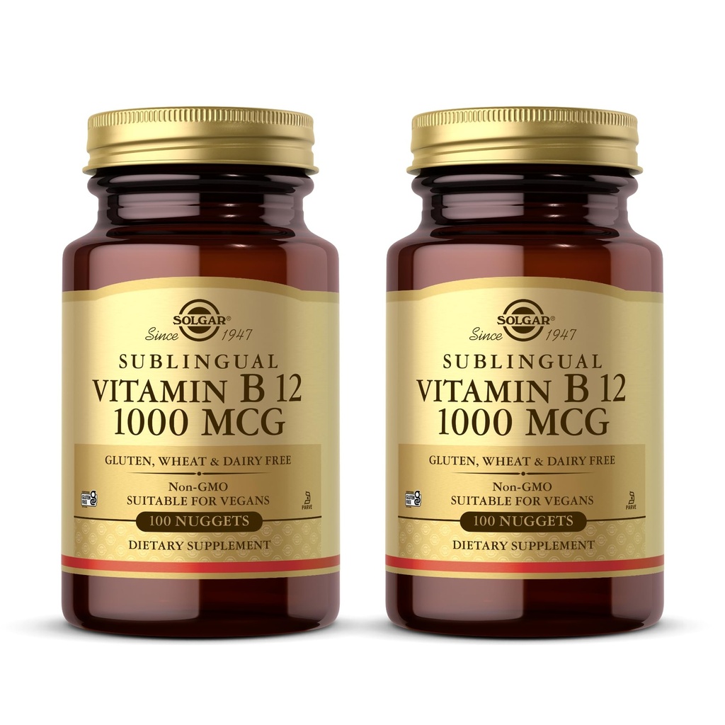 Solgar Sublingual Vitamin B12 1000 mcg - 250 Nuggets, Pack of 2 - Non- GMO, Vegan, Gluten Free, Dairy Free, Kosher - 500 Total Servering