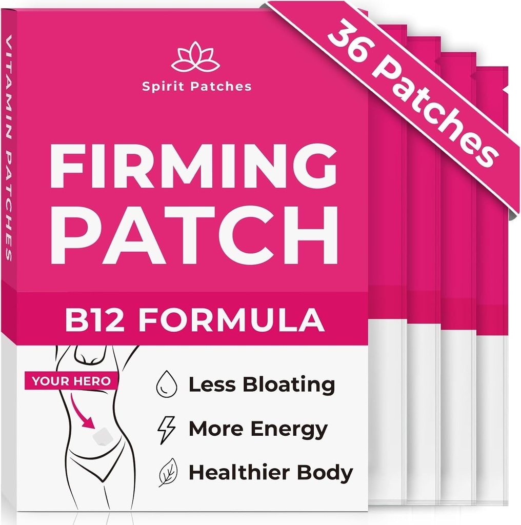 Fyring B12 Patches (pakke af 36) - 100% Natural Vitamin Patches for Women, Energy & Body Support, Self-Adhesive Transparent Patches - Forbedret formel