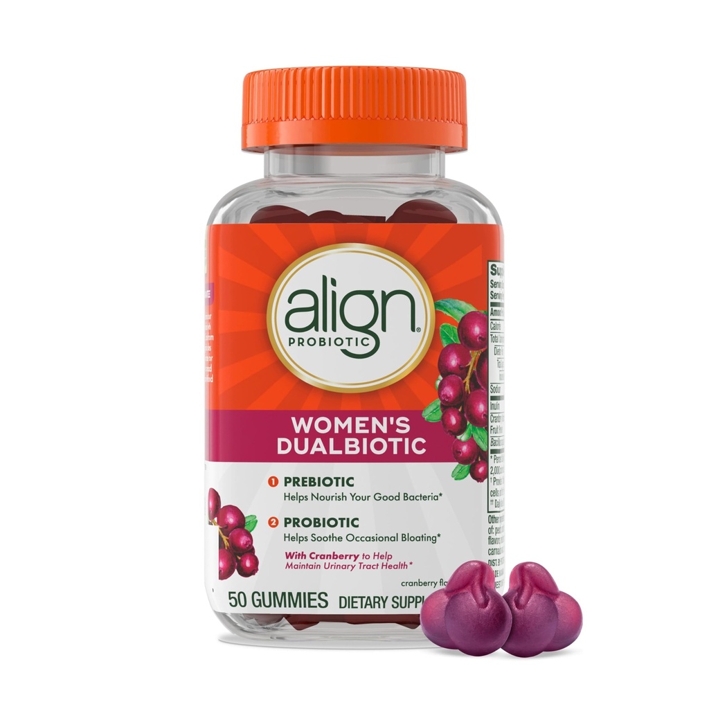 Juster kvinders sundhed, Prebiotic + Probiotic, med Cranberry til feminine sundhed, Hjælp Nourish & Tilføj gode bakterier til fordøjelsessygdomme, 50 gummies