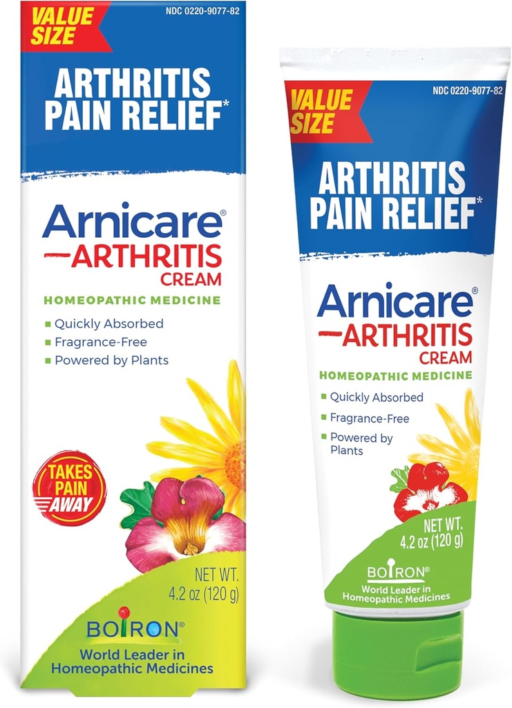 Boiron Arnicare Gigt Cream til smertelindring af knæ, hænder, håndled, albuer, joints & muskler - hurtigt Absorberet & fragrance- Free - 4.2 oz