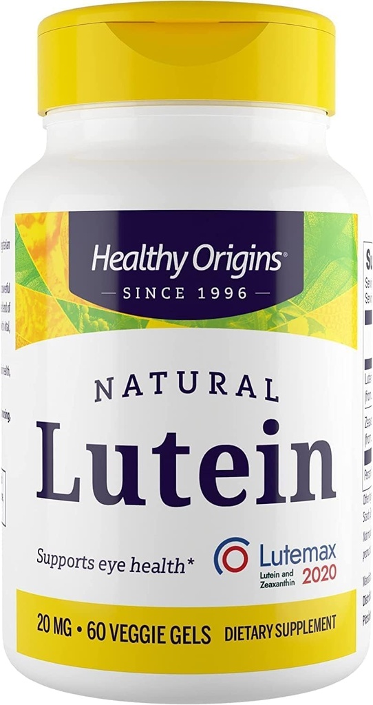 Sunde origin Lutein 20 mg (Lutemax 2020 med Zeaxanthin, non- GMO, Vegan, Eye Support), 60 Veggie Gels