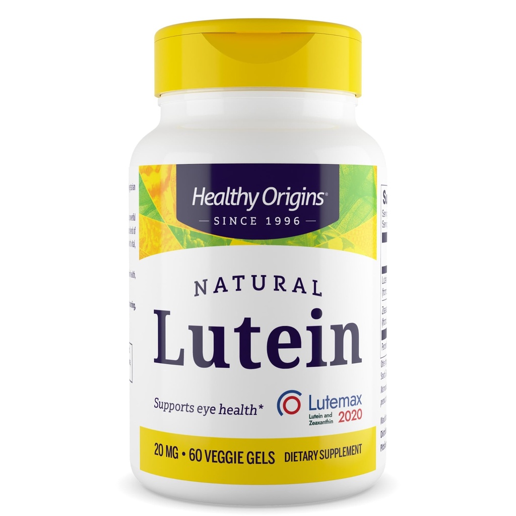 Sunde origin Lutein 20 mg (Lutemax 2020 med Zeaxanthin, non- GMO, Vegan, Eye Support), 60 Veggie Gels