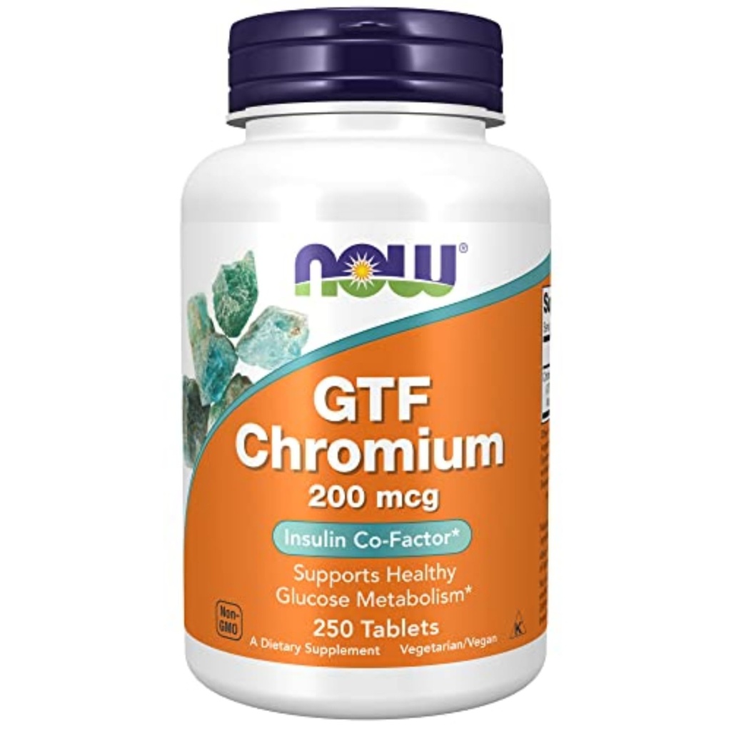 NU Foods Supplements, GTF (Glucose tolerance Factor) Chrom 200 mcg, Insulin Co- Factor *, 250 tabletter