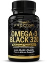 FREZZOR Omega 3 Black - Green Lipped Mussel Oil Capsules, Made in New Zealand, UAF1000 +, fælles pleje & relief, hjerte & immunforsvar, ingen Fishy Eftersmag, 320 Greve (pakke med 1)