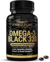 FREZZOR Omega 3 Black - Green Lipped Mussel Oil Capsules, Made in New Zealand, UAF1000 +, fælles pleje & relief, hjerte & immunforsvar, ingen Fishy Eftersmag, 320 Greve (pakke med 1)