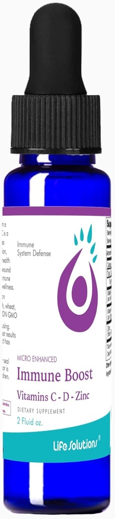 Life Solutions flydende immunbooster - immunsupporttilskud med vitamin C og zink med VIT d3 voksne - immunsupport- og immunboostere til voksne - 2 fl oz Dropper