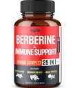 Premium Berberine tillæg med Ceylon, Ashwagandha, gurkemeje, Milk Thistle, Elderberry & Black Pepper - Understøtter immunsystemet, Kardiovaskulær & Gastrointestinal - 60 kapsler