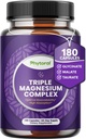 Højt potent Magnesiumkompleks kapsler - Triple Magnesium Blend med taurat glycinat og malat - 400mg supplement understøtter afslapning & Samlet Wellness Non- GMO Vegan 180 kapsler