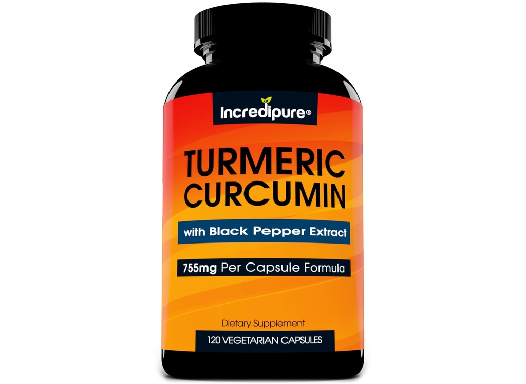 Gurkemeje Supplement w / BioPerine - 755mg Per kapsel, 120 Veggie Caps af Curcumin Incredipure