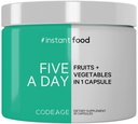 Kodeage 5 Serveringer af frugter og grøntsager Tilsvarende i 1 enkelt kapsel - Hel mad Instantfood med 15 grønne & frugter i All- in- One Pill, Spise Grøntsager - Vegan Vitamin Supplement - Non- GMO - 30 ct