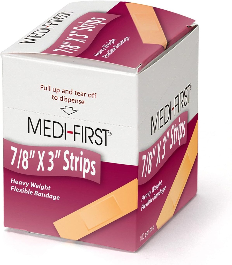 Medique produkter 61433 Ekstra tunge Latex Free Fleksible vævet strimmel Bandager, 7 / 8-Tommer By 3- Tommer, 100 Per Box