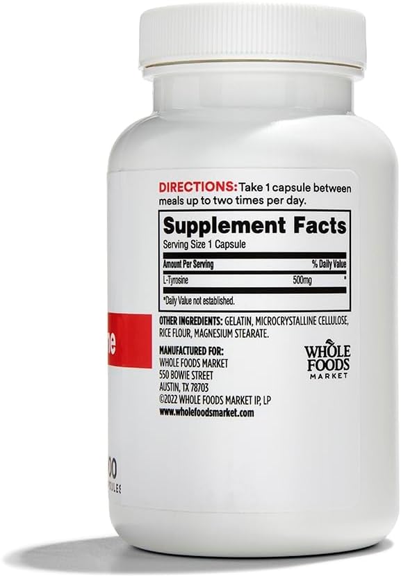 Whole Foods Market, L Tyrosine 500Mg, 100 kapsler (pakke med 2)