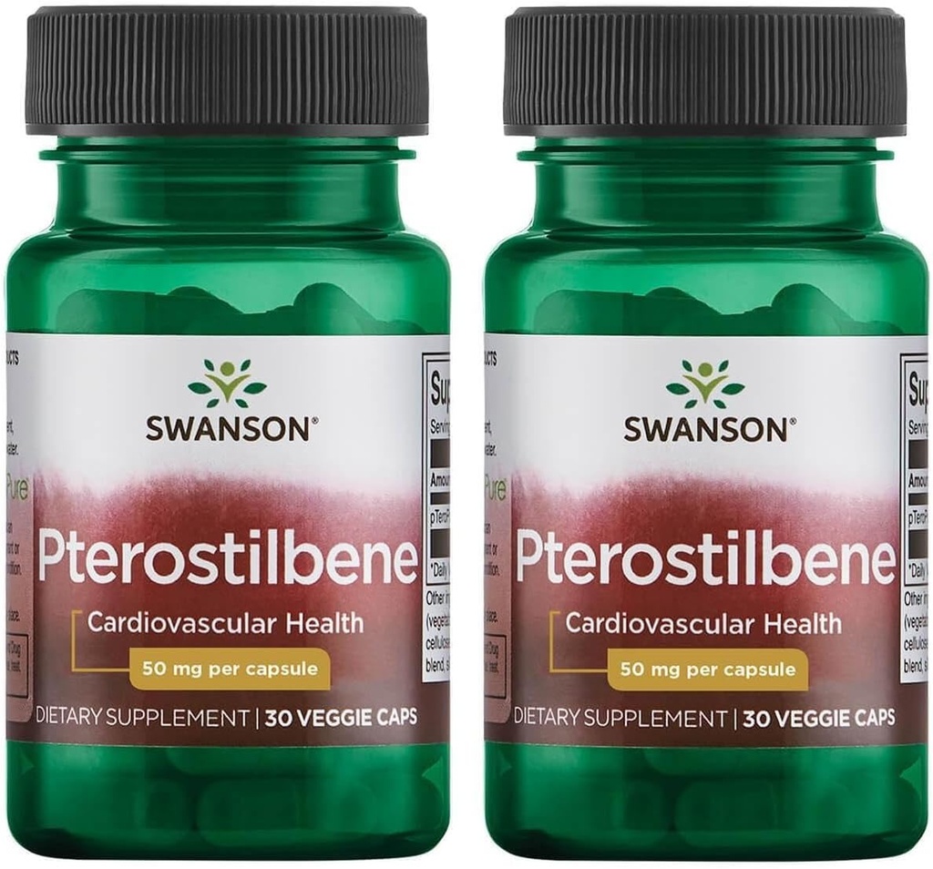 Swanson Pterostilben 50 mg 30 Veg Caps (2 Pack)