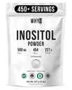 Myo- Inositol Powder 8oz, Natural Myo Inositol Supplement for ovarie Support, Fertilitet og Hormonal Balance, Pure Inositol Powder, Myo- Inositol Supplement for energi, hjerne sundhed, 454 Servere