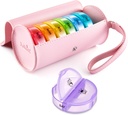 Fullicon PU sag Ugentlig Pill Box Arrangør 2 gange en dag, Rejser 7 dag Pill bokse, Bærbar Tablet Arrangør for medicin, Medicin, Vitamin, Fish Oil Kosttilskud (Pink / Rainbow)