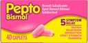 Pepto Bismol kapsler til kvalme, hjerterytme, fordøjelsesbesvær, ubehandlet mave og diarré, 5 symptomatiske hurtig relief i en praktisk form, 40 ct