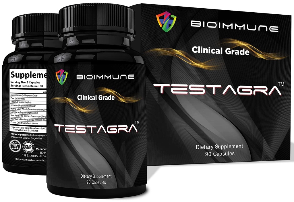 TESTAGRA Testosteron Booster for mænd. 10X koncentreret - 90 kapsler - Forøg Lean Muscle Energy Drive Styrke. Saw Palmetto, Tribulus, Tongkat Ali, Horny Goat Weed, Zink